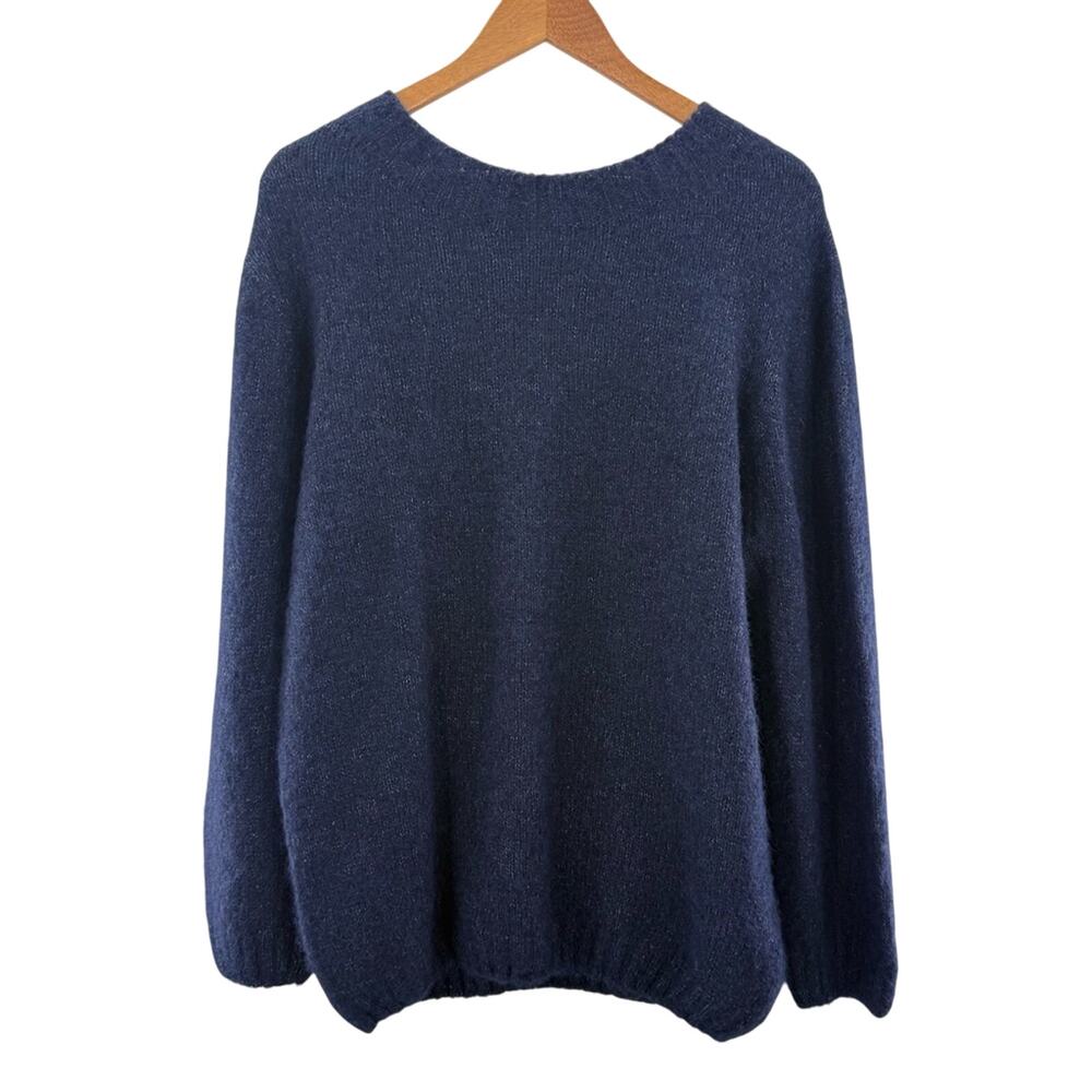 NWOT Celtic & Co Navy Blue Alpaca Blend Ultra Soft Scoop Neck Sweater Size Large